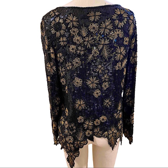 Chanson D’amour Beaded Silk Evening Blouse - Picture 3 of 4